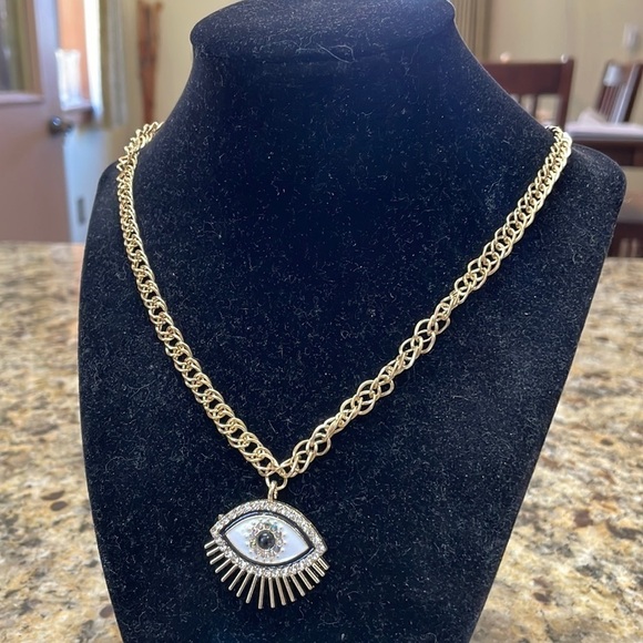 Evil Eye Rhinestone Gold Bohemian Necklace - Picture 5 of 9